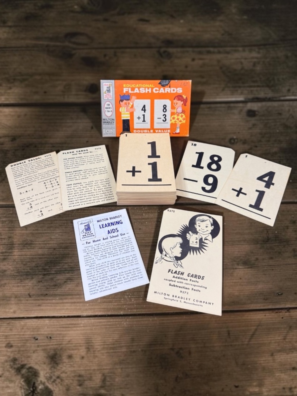 1963 MILTON BRADLEY COMPANY Educational Addition and Subtraction Flash Cards